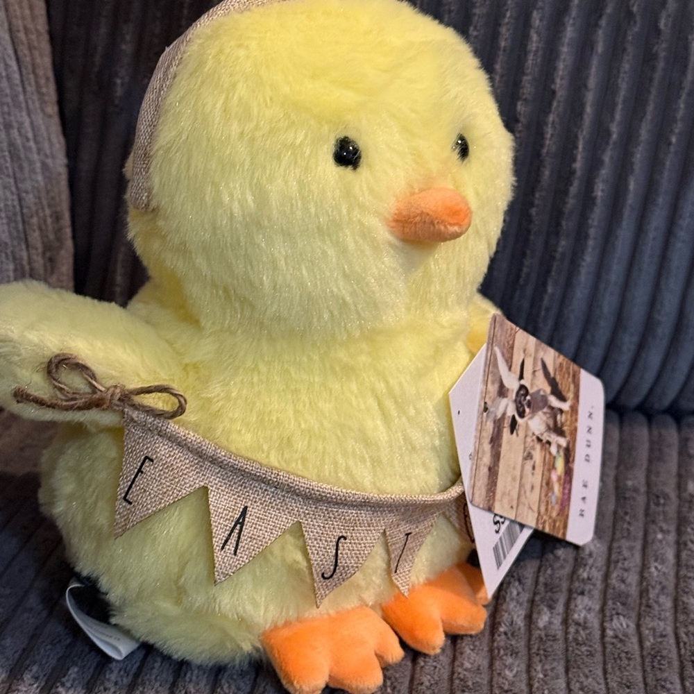 Rae Dunn Weighted Yellow Plush Chick with Bunny Ears - NWT - Picture 4 of 8